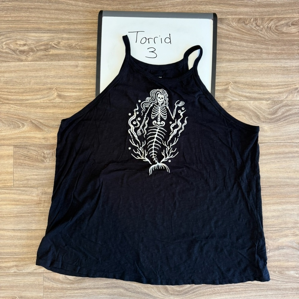 Torrid embroidered Black Mermaid Tank 3X